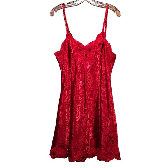 Victorias Secret Red Lace Nightgown L - Picture 1 of 9
